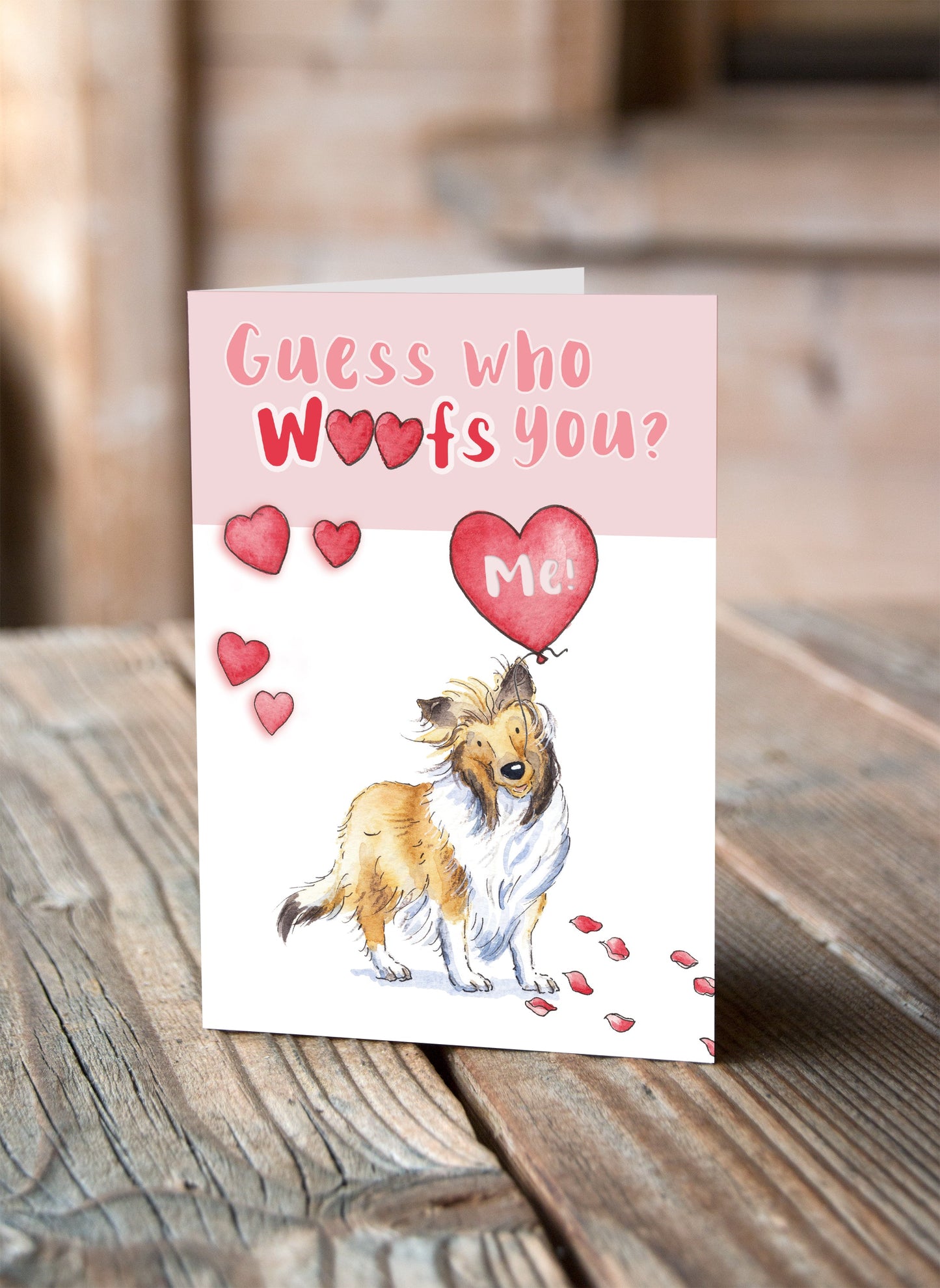 Rough Collie Valentine's Card