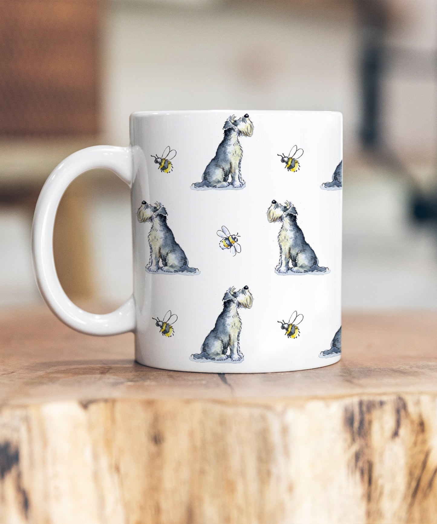 Schnauzer and Bee Ceramic Mug