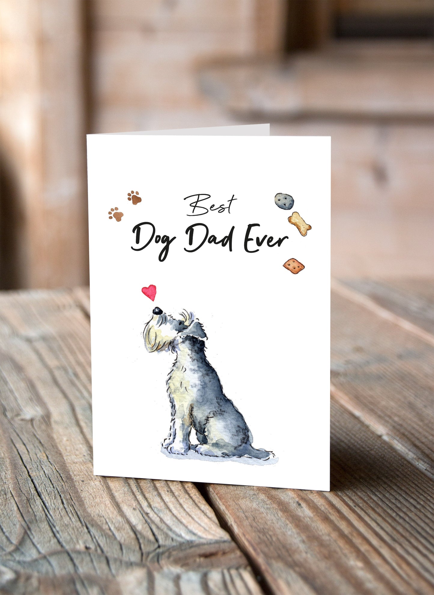 Best Dog Dad Schnauzer Greeting Card