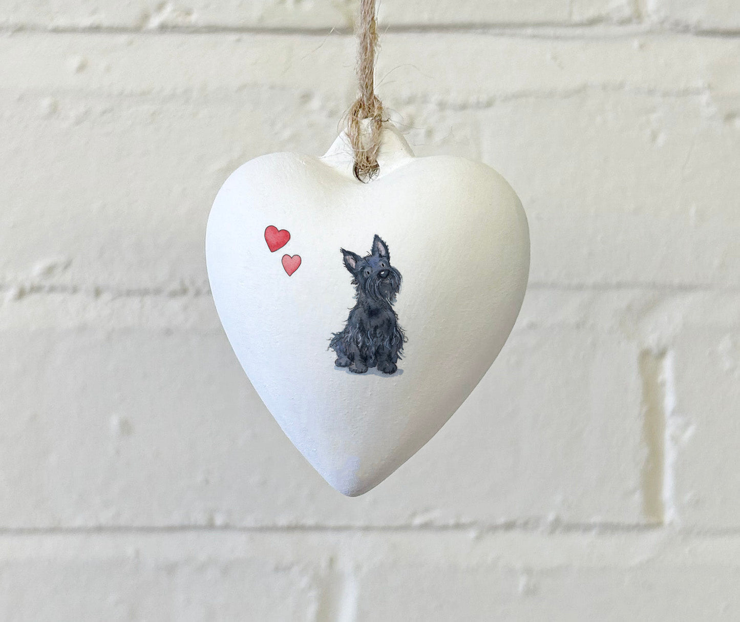 Scottish Terrier Ceramic Heart Bauble