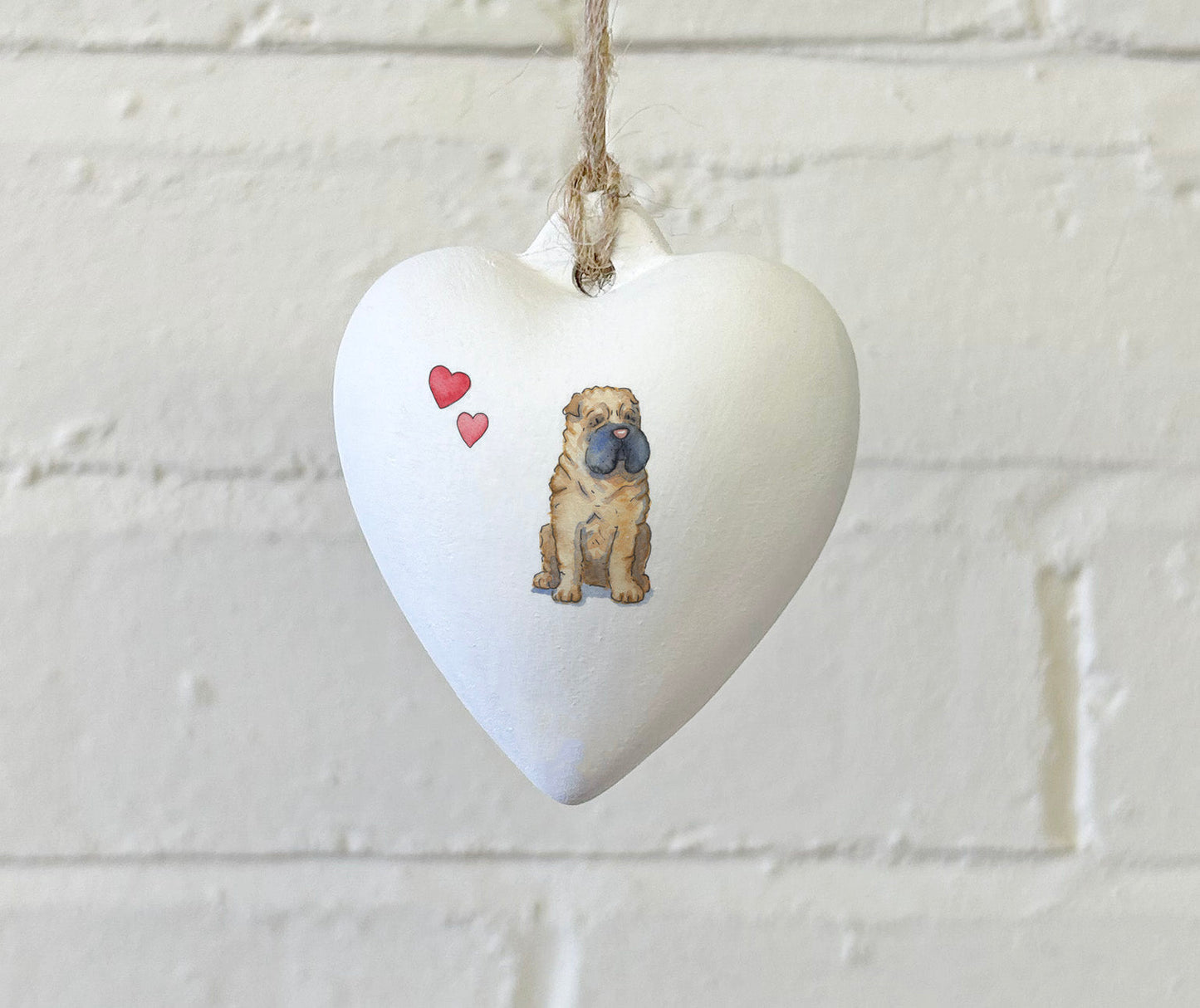 Shar Pei Ceramic Heart Bauble