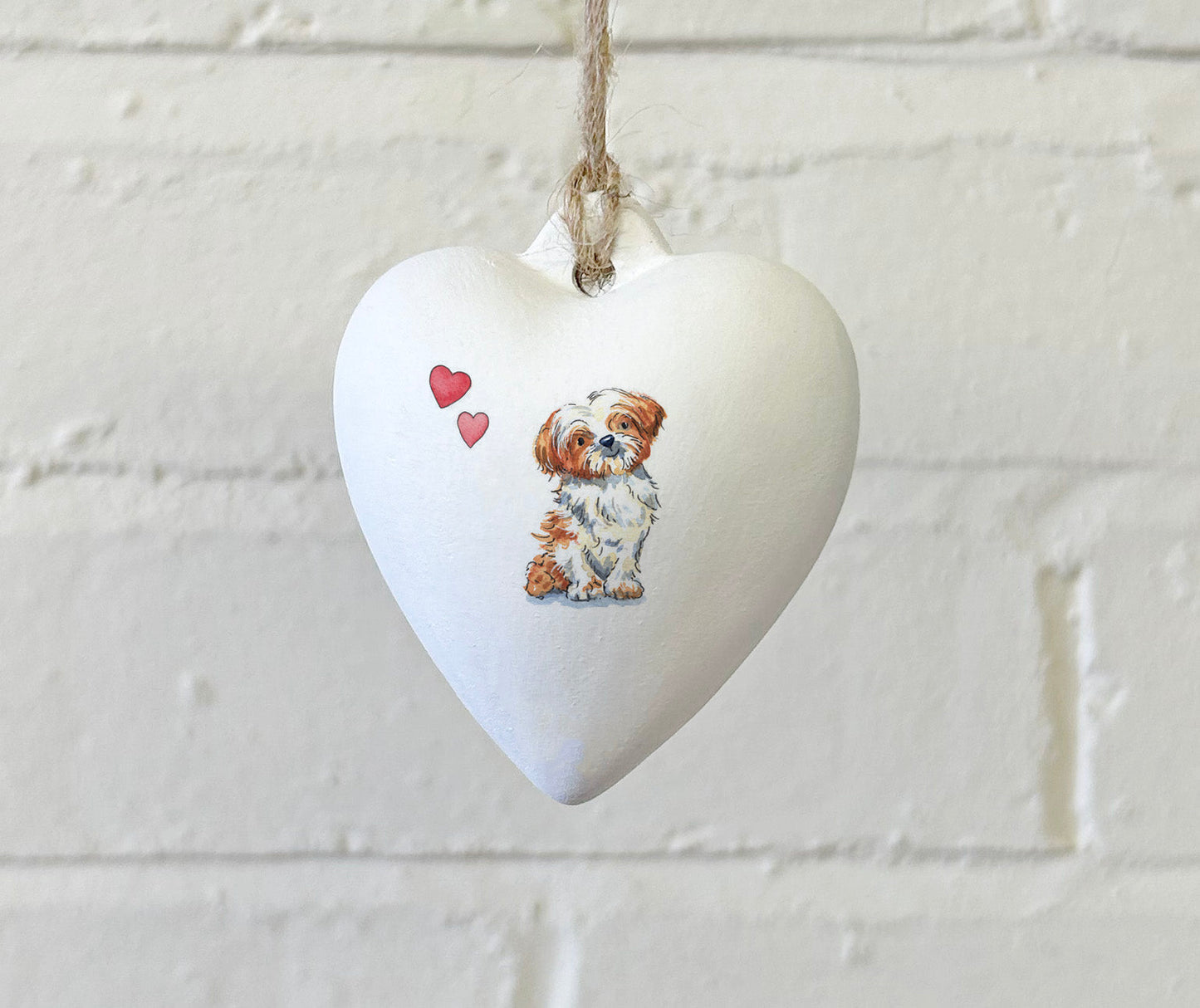 Shih Tzu Ceramic Heart Bauble