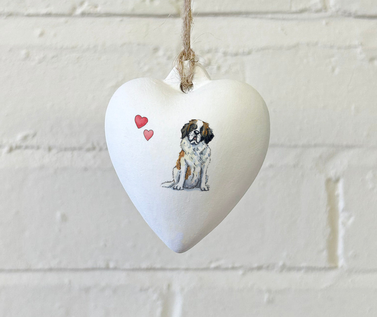 St Bernard Ceramic Heart Bauble