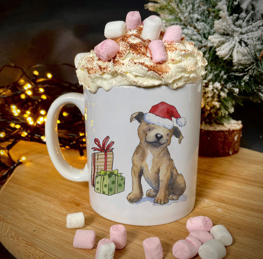 Staffie Brown Christmas Ceramic Mug