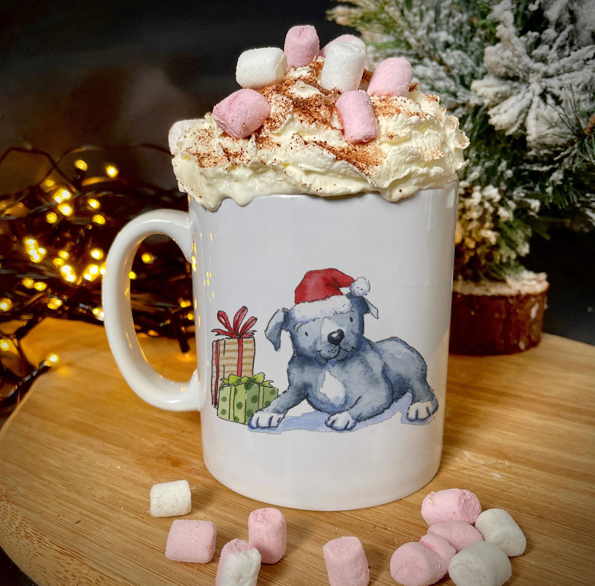 Staffie Grey Christmas Ceramic Mug