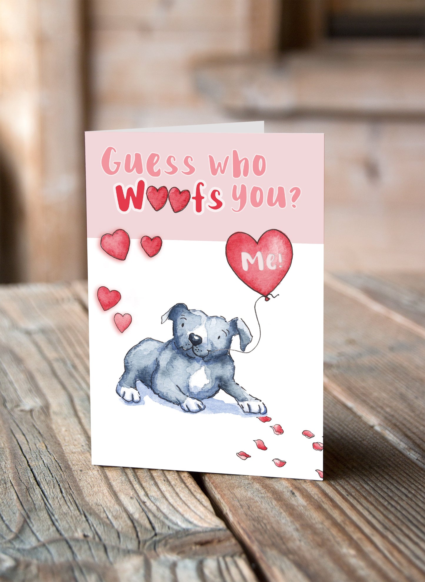 Staffie Grey Valentine's Card