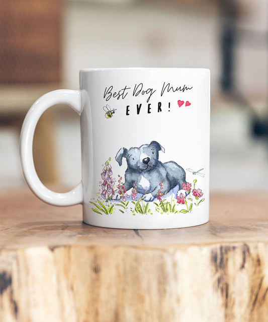 Best Dog Mum Staffie Grey Ceramic Mug