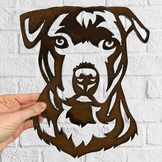 Staffordshire Bull Terrier  - Rustic Rusted Pet Garden Sculpture - Solid Steel