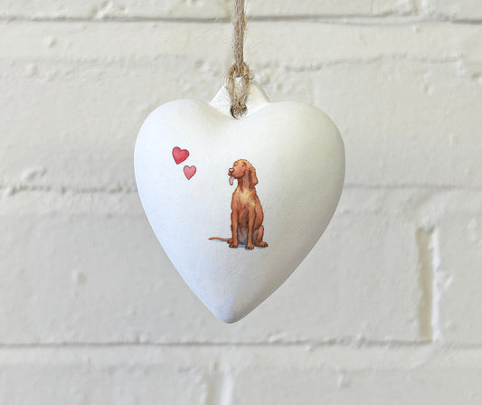 Vizsla Ceramic Heart Bauble