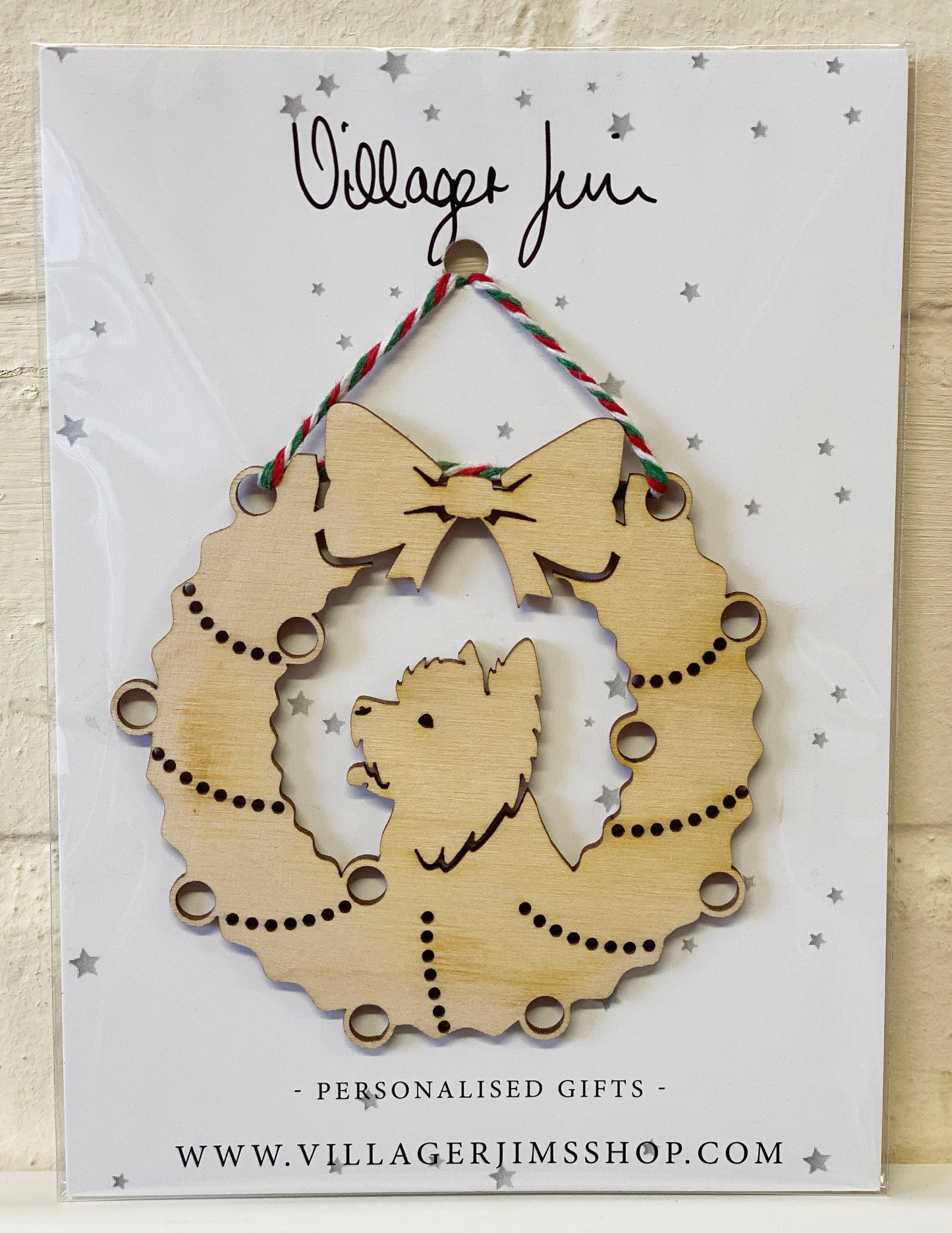 West Highland Terrier - Wooden Wreath Bauble