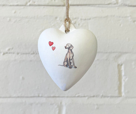 Weimaraner Ceramic Heart Bauble