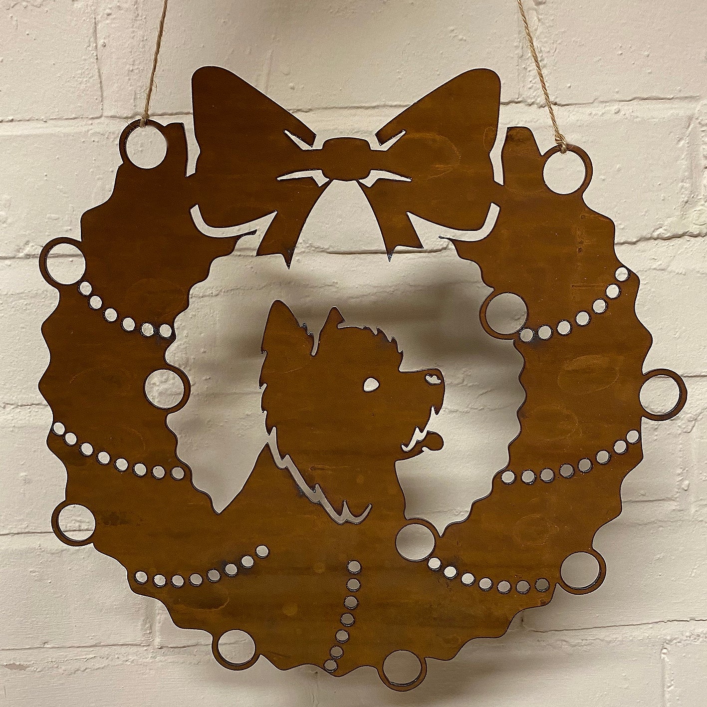 West Highland Terrier Festive Wreath - Rustic Festive Decoration - Solid Steel