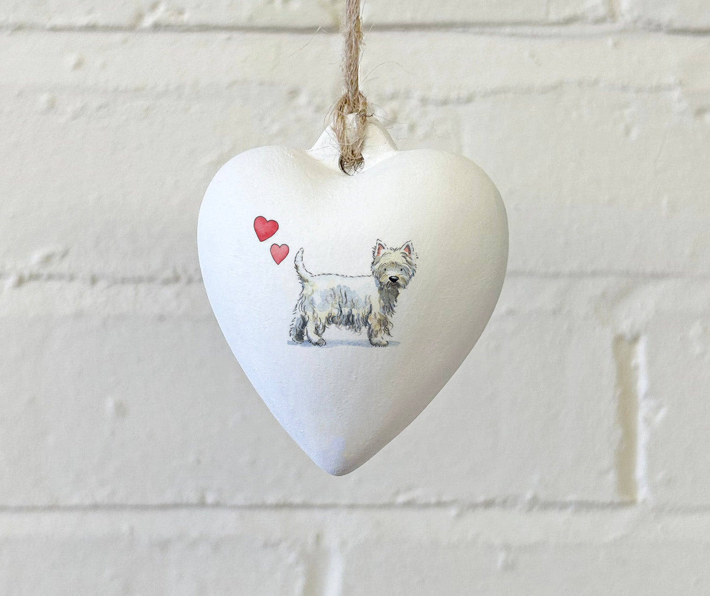 Westie Ceramic Heart Bauble