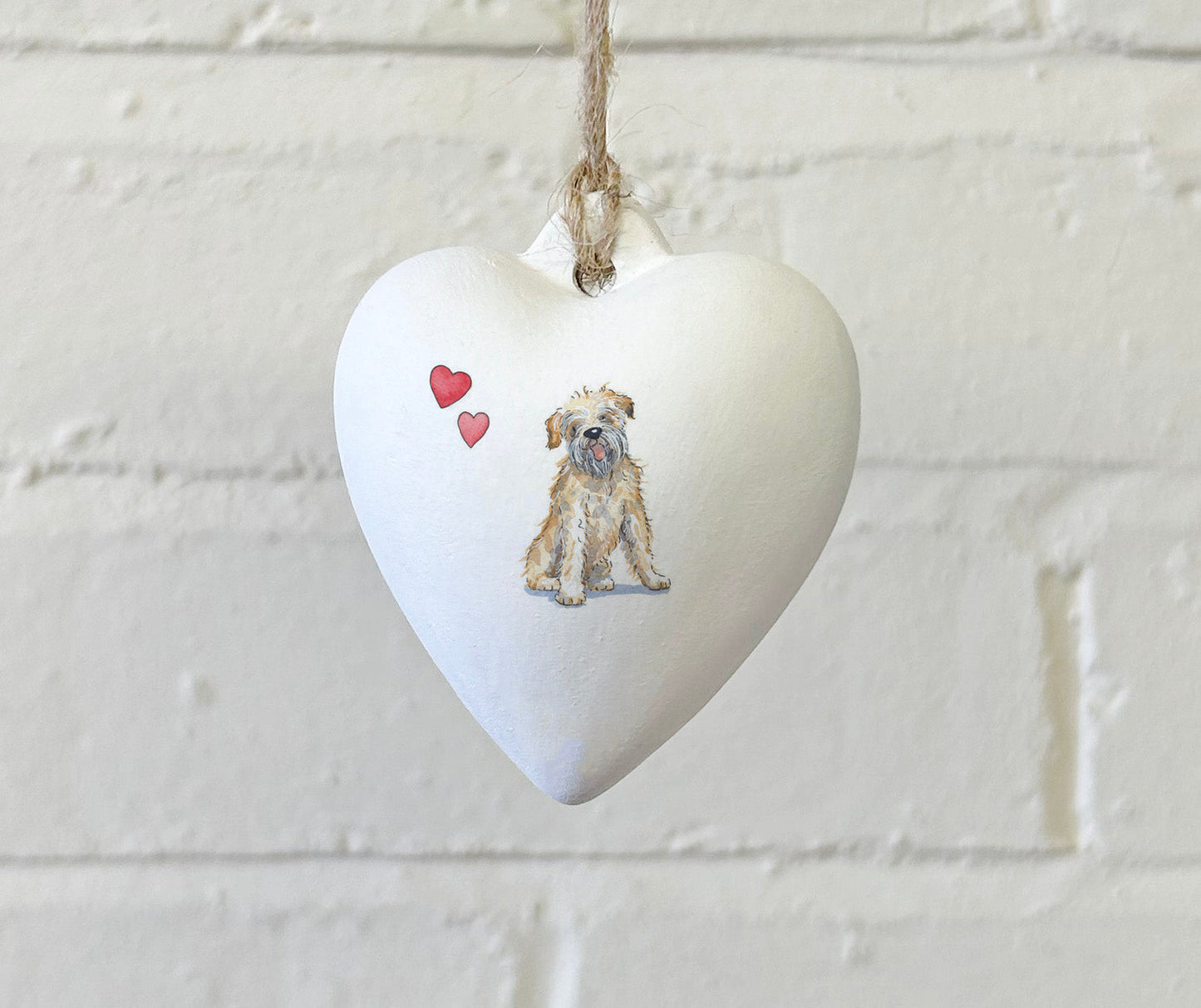 Wheaten Terrier Ceramic Heart Bauble