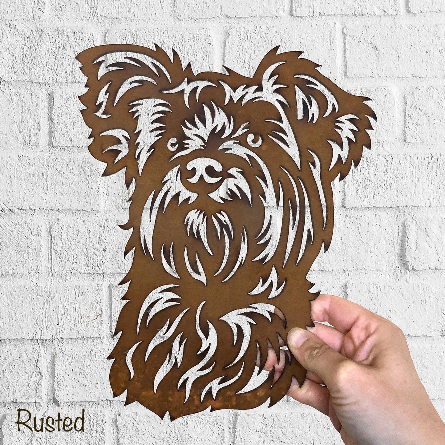 Yorkshire Terrier - Rustic Rusted Pet Garden Sculpture - Solid Steel