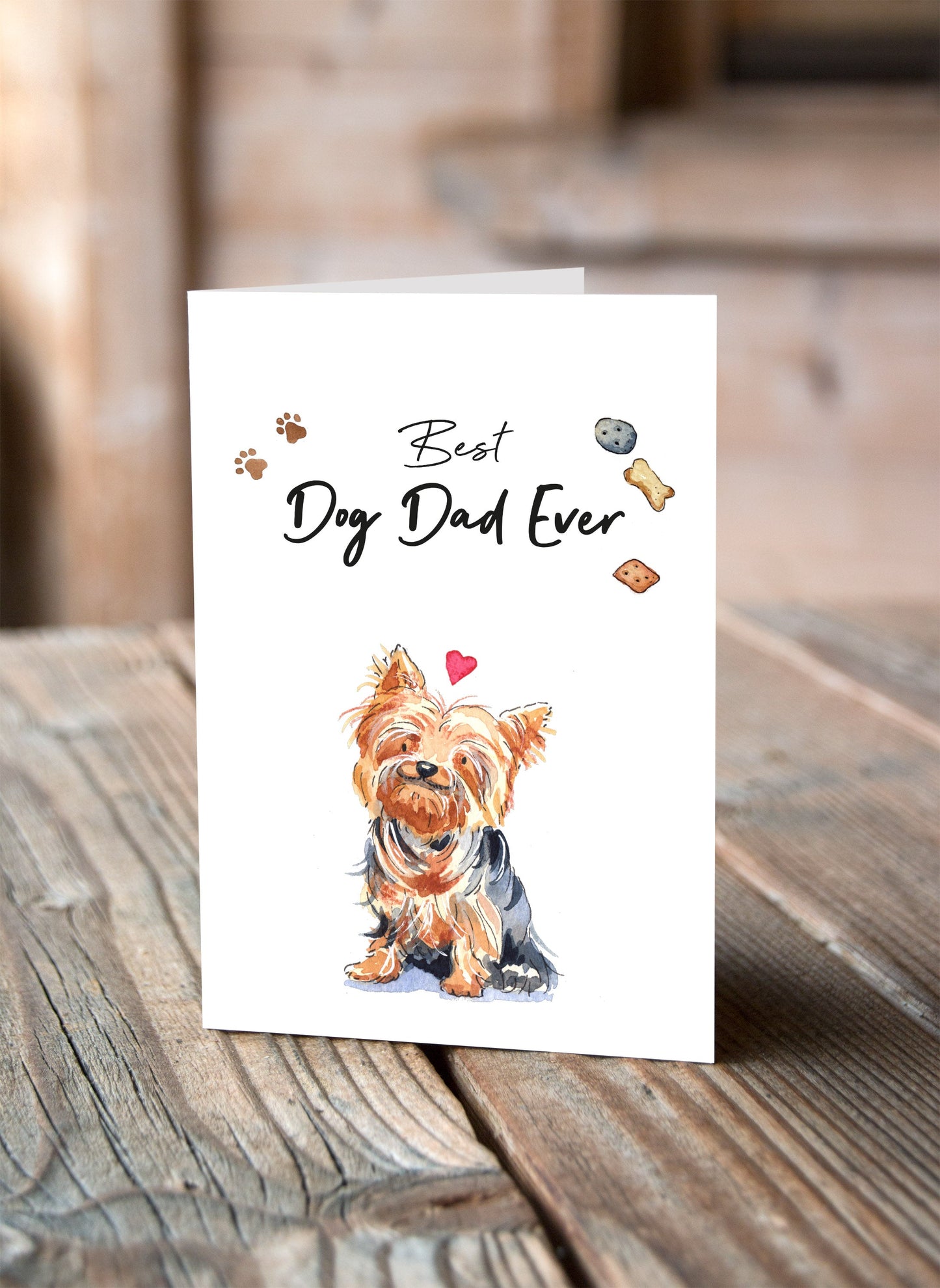 Best Dog Dad Yorkshire Terrier Greeting Card